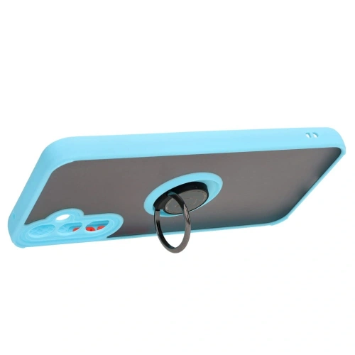 Etui z uchwytem na palec Bizon Case Hybrid Ring do Samsung Galaxy A34 5G przydymione z jasnoniebieską ramką