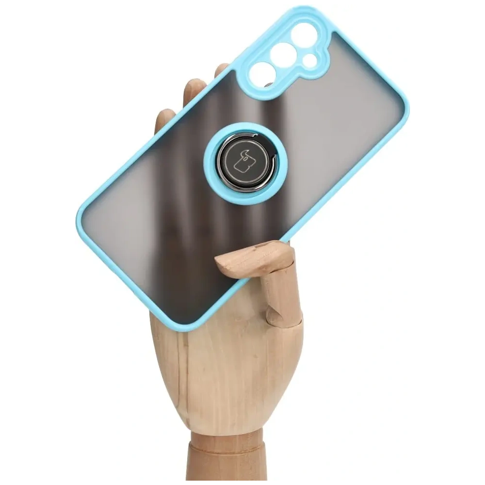 Hurtownia GSM - Etui z uchwytem na palec Bizon Case Hybrid Ring do Samsung Galaxy A34 5G przydymione z jasnoniebieską ramką - BIZ7437 - {ean13} - Hurt
