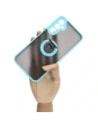 Hurtownia GSM - Etui z uchwytem na palec Bizon Case Hybrid Ring do Galaxy A34 5G, przydymione z jasnoniebieską ramką - BIZ7437 - {ean13} - Hurt