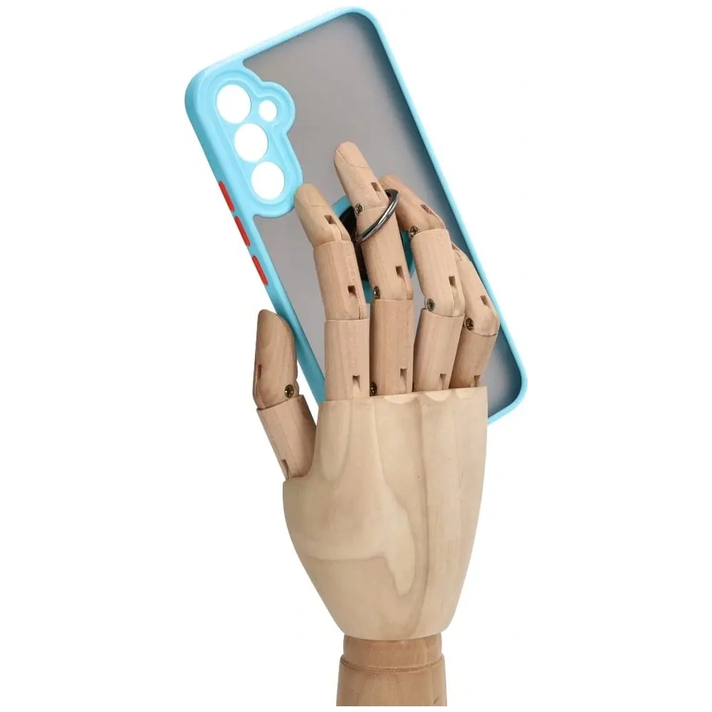 Hurtownia GSM - Etui z uchwytem na palec Bizon Case Hybrid Ring do Galaxy A34 5G, przydymione z jasnoniebieską ramką - BIZ7437 - {ean13} - Hurt