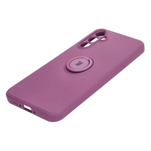 Etui Bizon Case Silicone Ring Sq do Samsung Galaxy A34 5G ciemnofioletowe