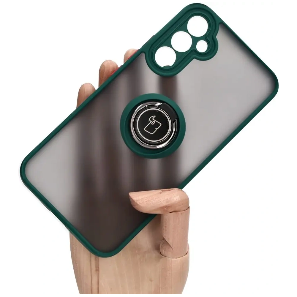 Hurtownia GSM - Etui z uchwytem na palec Bizon Case Hybrid Ring do Samsung Galaxy A34 5G przydymione z ciemnozieloną ramką - BIZ7441 - {ean13} - Hurt
