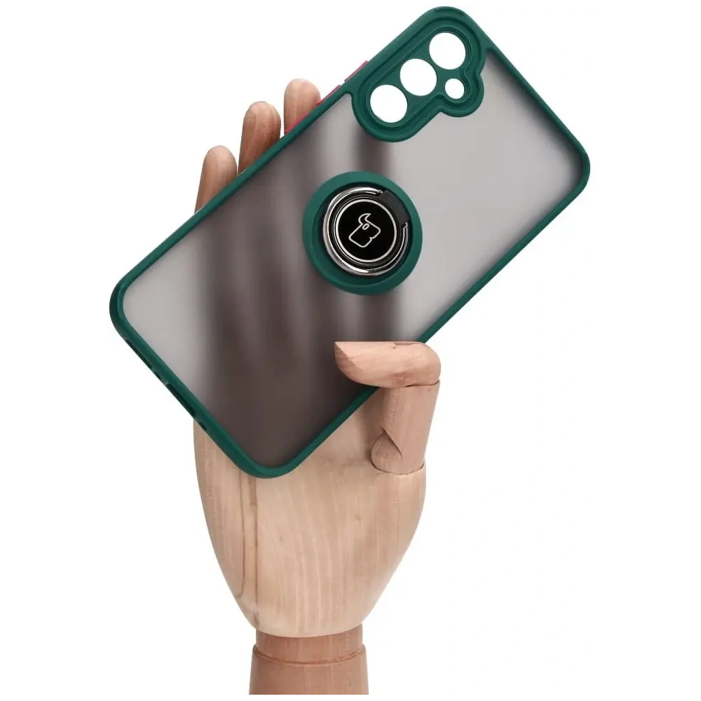Hurtownia GSM - Etui z uchwytem na palec Bizon Case Hybrid Ring do Samsung Galaxy A34 5G przydymione z ciemnozieloną ramką - BIZ7441 - {ean13} - Hurt