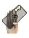 Etui z uchwytem na palec Bizon Case Hybrid Ring do Samsung Galaxy A34 5G przydymione z zieloną ramką