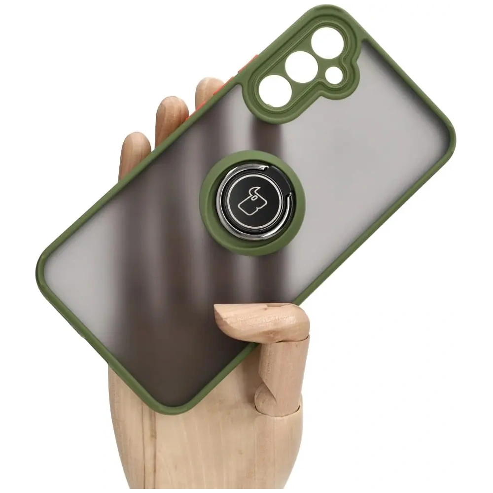Hurtownia GSM - Etui z uchwytem na palec Bizon Case Hybrid Ring do Samsung Galaxy A34 5G przydymione z zieloną ramką - BIZ1056 - {ean13} - Hurt