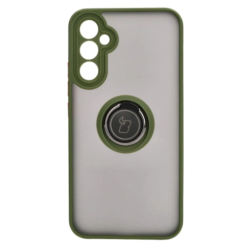 Etui z uchwytem na palec Bizon Case Hybrid Ring do Samsung Galaxy A34 5G przydymione z zieloną ramką