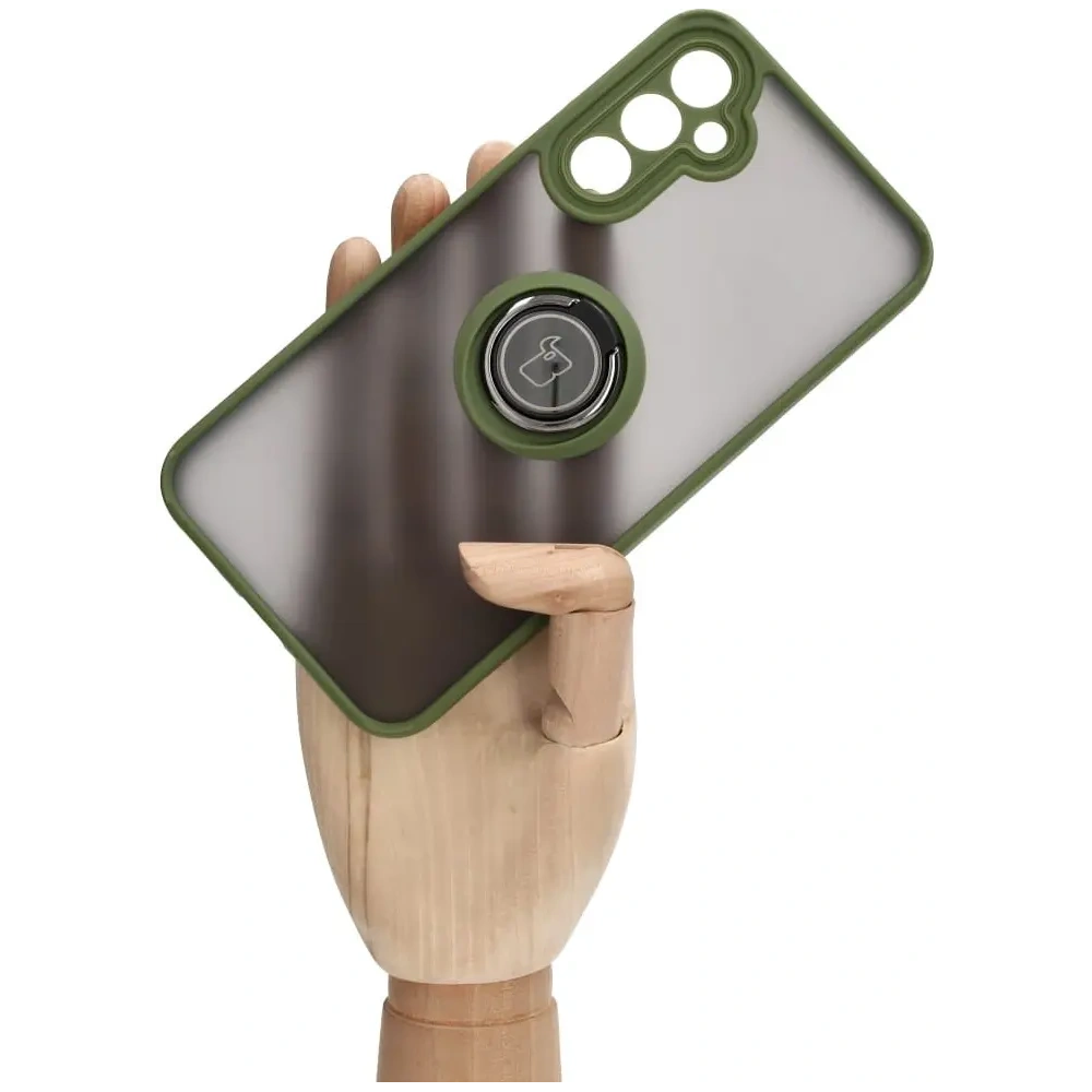 Hurtownia GSM - Etui z uchwytem na palec Bizon Case Hybrid Ring do Samsung Galaxy A34 5G przydymione z zieloną ramką - BIZ1056 - {ean13} - Hurt