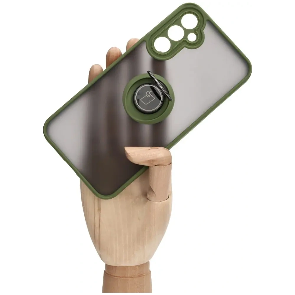 Hurtownia GSM - Etui z uchwytem na palec Bizon Case Hybrid Ring do Samsung Galaxy A34 5G przydymione z zieloną ramką - BIZ1056 - {ean13} - Hurt
