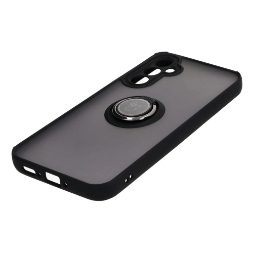 Etui z uchwytem na palec Bizon Case Hybrid Ring do Samsung Galaxy A34 5G przydymione z czarną ramką