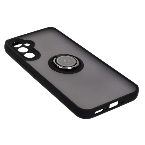 Etui z uchwytem na palec Bizon Case Hybrid Ring do Samsung Galaxy A34 5G przydymione z czarną ramką