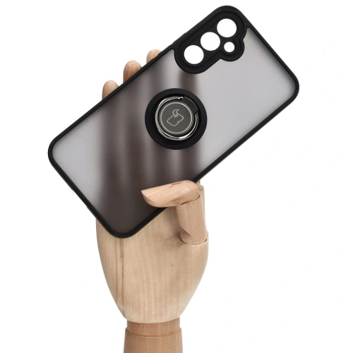 Etui z uchwytem na palec Bizon Case Hybrid Ring do Samsung Galaxy A34 5G przydymione z czarną ramką