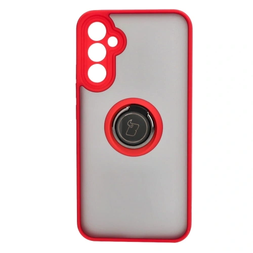 Etui z uchwytem na palec Bizon Case Hybrid Ring do Samsung Galaxy A34 5G przydymione z czerwoną ramką