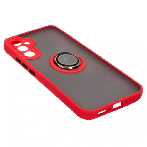 Etui z uchwytem na palec Bizon Case Hybrid Ring do Samsung Galaxy A34 5G przydymione z czerwoną ramką