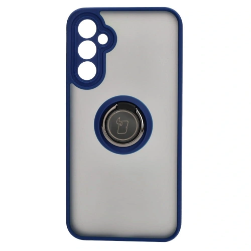 Etui z uchwytem na palec Bizon Case Hybrid Ring do Samsung Galaxy A34 5G przydymione z granatową ramką