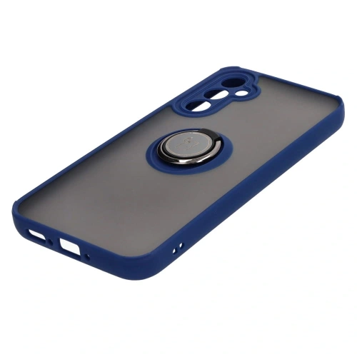 Etui z uchwytem na palec Bizon Case Hybrid Ring do Samsung Galaxy A34 5G przydymione z granatową ramką