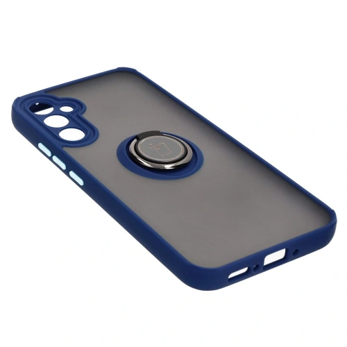 Etui z uchwytem na palec Bizon Case Hybrid Ring do Samsung Galaxy A34 5G przydymione z granatową ramką