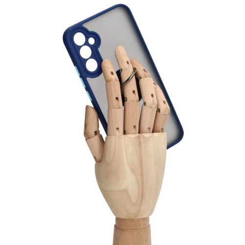 Etui z uchwytem na palec Bizon Case Hybrid Ring do Samsung Galaxy A34 5G przydymione z granatową ramką