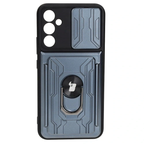 Etui Bizon Case Camshield Card Slot Ring do Samsung Galaxy A34 5G szare