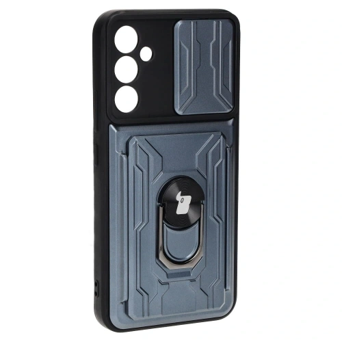 Etui Bizon Case Camshield Card Slot Ring do Samsung Galaxy A34 5G szare