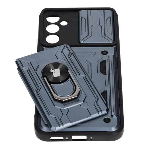 Etui Bizon Case Camshield Card Slot Ring do Samsung Galaxy A34 5G szare