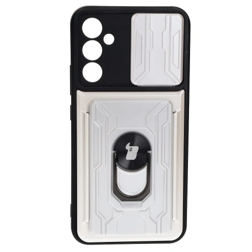Etui Bizon Case Camshield Card Slot Ring do Samsung Galaxy A34 5G białe