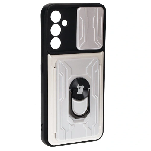 Etui Bizon Case Camshield Card Slot Ring do Samsung Galaxy A34 5G białe