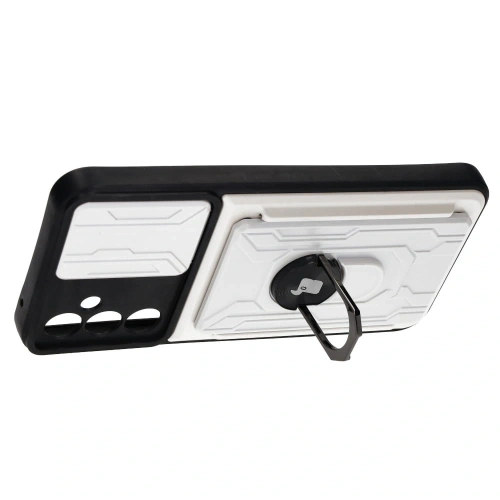 Etui Bizon Case Camshield Card Slot Ring do Samsung Galaxy A34 5G białe