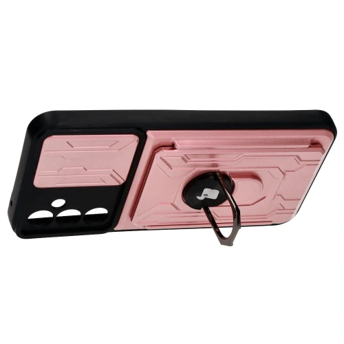 Etui Bizon Case Camshield Card Slot Ring do Samsung Galaxy A34 5G jasnoróżowe