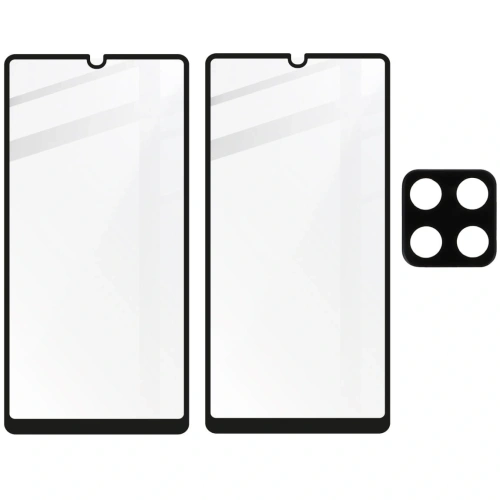 2x szkło hartowane Bizon Glass Edge + ochrona na obiektyw Samsung Galaxy A42 5G czarne