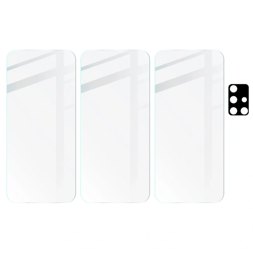 3x szkło hartowane Bizon Glass Clear + szkło na obiektyw Samsung Galaxy A51