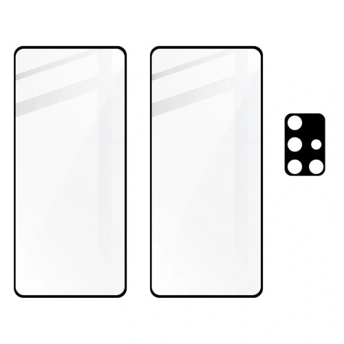 2x szkło hartowane Bizon Glass Edge + ochrona na obiektyw Samsung Galaxy A51 czarne