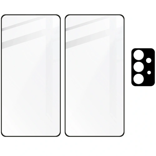 Szkło hartowane Bizon Glass Edge - [2 PACK] + ochrona na obiektyw Samsung Galaxy A52s 5G A52 4G/5G czarne