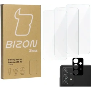 Hurtownia GSM - Bizon Glas Klar gehärtetes Glas - 3 Stück + Linsenglas Samsung Galaxy A52s 5G A52 4G/5G - BIZ1108 - {ean13} - Hurt