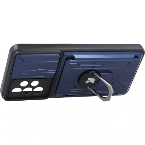 Etui Bizon Case Camshield Card Slot Ring do Samsung Galaxy A52s 5G A52 4G/5G granatowe