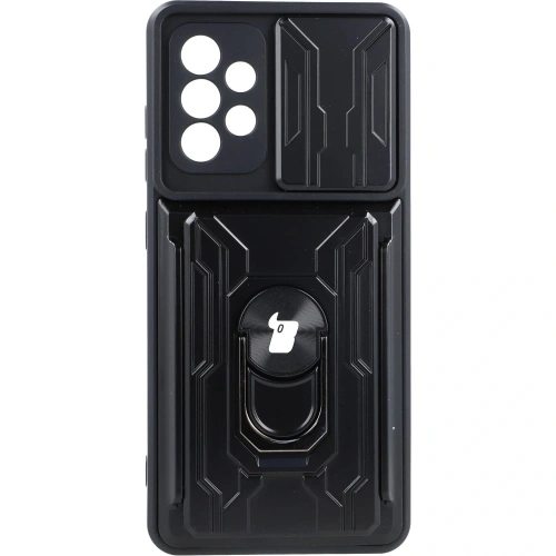 Etui Bizon Case Camshield Card Slot Ring do Samsung Galaxy A52s 5G A52 4G/5G czarne