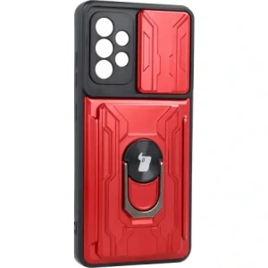 Hurtownia GSM - Etui Bizon Case Camshield Card Slot Ring do Galaxy A52s 5G, A52 4G/5G, czerwone - BIZ7482 - {ean13} - Hurt