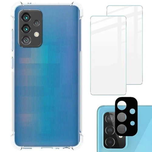 Etui + 2x szkło na ekran + obiektyw Bizon Case Clear Pack do Samsung Galaxy A52s 5G A52 5G/4G przezroczyste