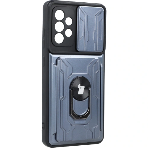 Etui Bizon Case Camshield Card Slot Ring do Samsung Galaxy A52s 5G A52 4G/5G szare