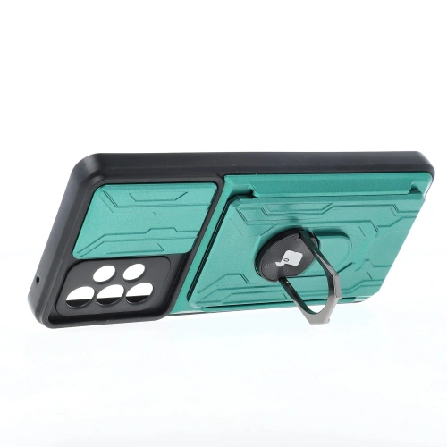 Etui Bizon Case Camshield Card Slot Ring do Samsung Galaxy A52s 5G A52 4G/5G jasnozielone