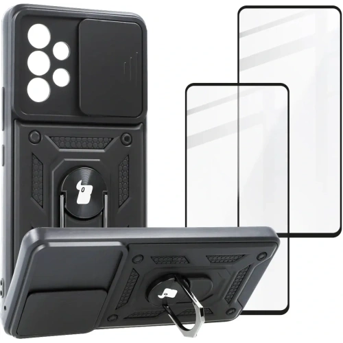 Etui + 2x szkło na ekran Bizon Case Camshield Pack do Samsung Galaxy A53 5G czarne