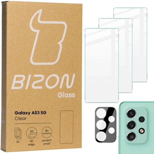 Szkło hartowane Bizon Glass Clear - 3 szt. + obiektyw Samsung Galaxy A53