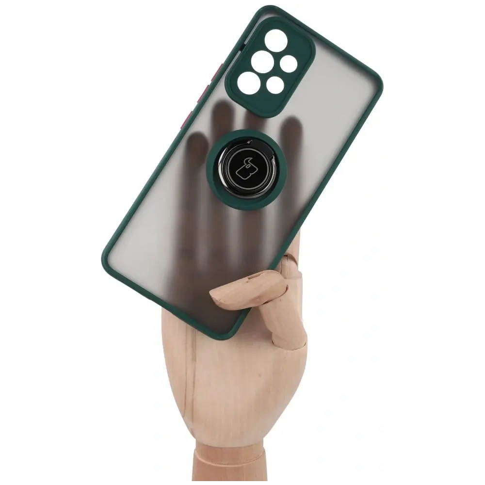 Hurtownia GSM - Etui z uchwytem na palec Bizon Case Hybrid Ring do Galaxy A53 5G, przydymione z ciemnozieloną ramką - BIZ7499 - {ean13} - Hurt