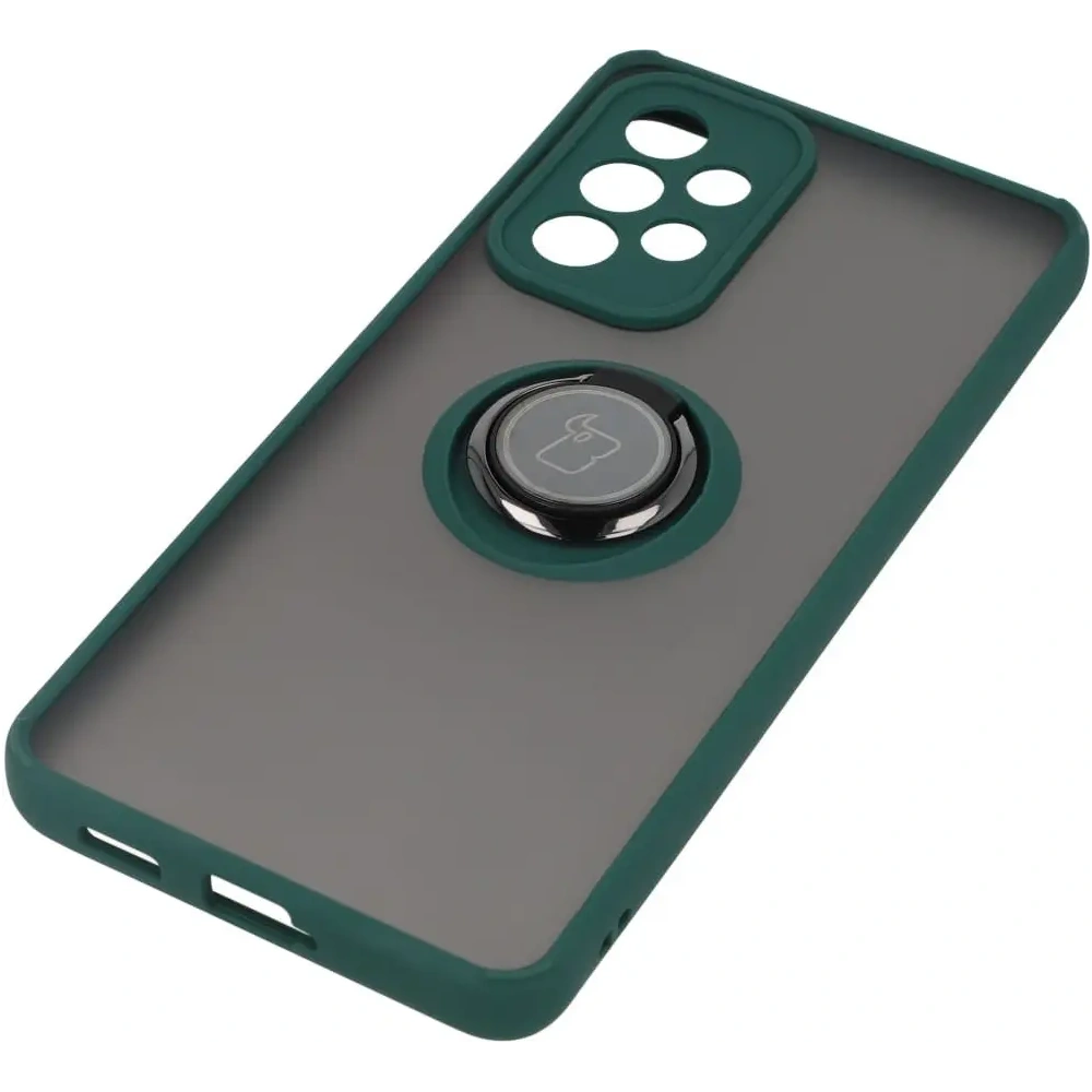 Hurtownia GSM - Etui z uchwytem na palec Bizon Case Hybrid Ring do Galaxy A53 5G, przydymione z ciemnozieloną ramką - BIZ7499 - {ean13} - Hurt