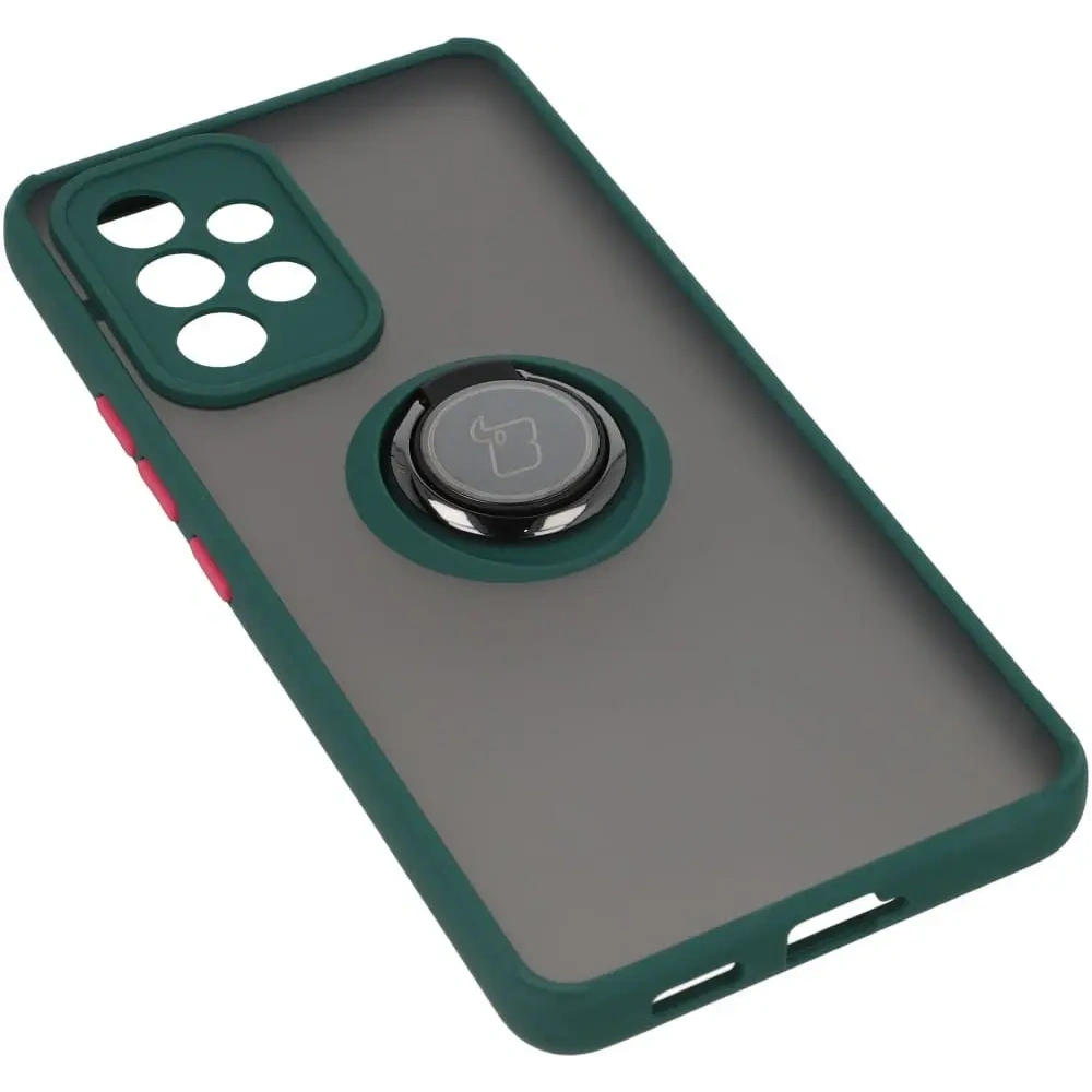 Hurtownia GSM - Etui z uchwytem na palec Bizon Case Hybrid Ring do Galaxy A53 5G, przydymione z ciemnozieloną ramką - BIZ7499 - {ean13} - Hurt