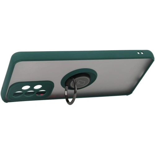 Etui z uchwytem na palec Bizon Case Hybrid Ring do Samsung Galaxy A53 5G przydymione z ciemnozieloną ramką