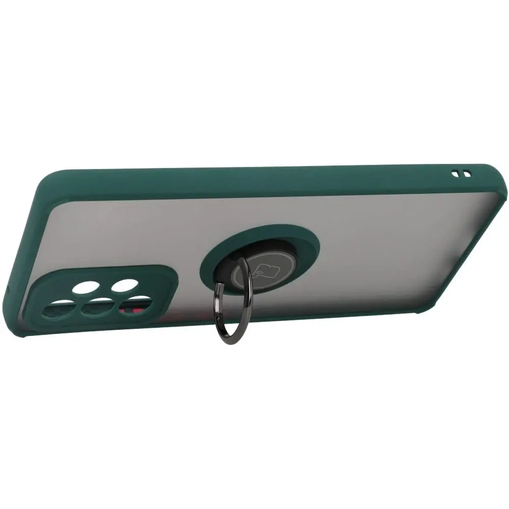 Hurtownia GSM - Etui z uchwytem na palec Bizon Case Hybrid Ring do Galaxy A53 5G, przydymione z ciemnozieloną ramką - BIZ7499 - {ean13} - Hurt