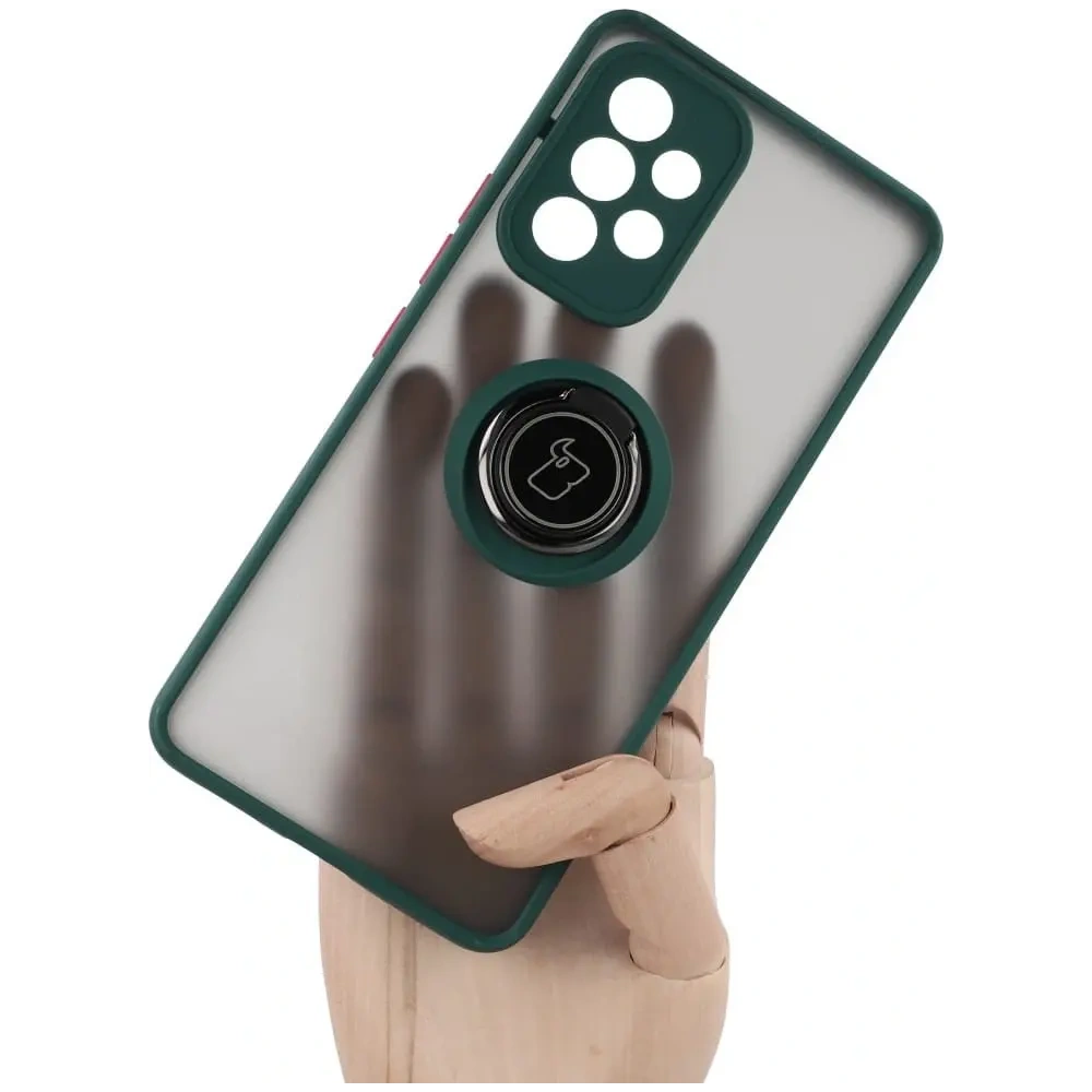 Hurtownia GSM - Etui z uchwytem na palec Bizon Case Hybrid Ring do Galaxy A53 5G, przydymione z ciemnozieloną ramką - BIZ7499 - {ean13} - Hurt