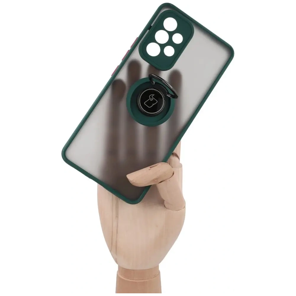 Hurtownia GSM - Etui z uchwytem na palec Bizon Case Hybrid Ring do Galaxy A53 5G, przydymione z ciemnozieloną ramką - BIZ7499 - {ean13} - Hurt