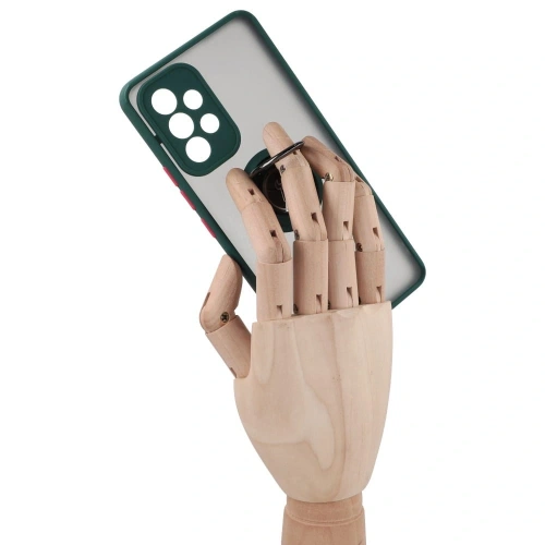 Etui z uchwytem na palec Bizon Case Hybrid Ring do Samsung Galaxy A53 5G przydymione z ciemnozieloną ramką