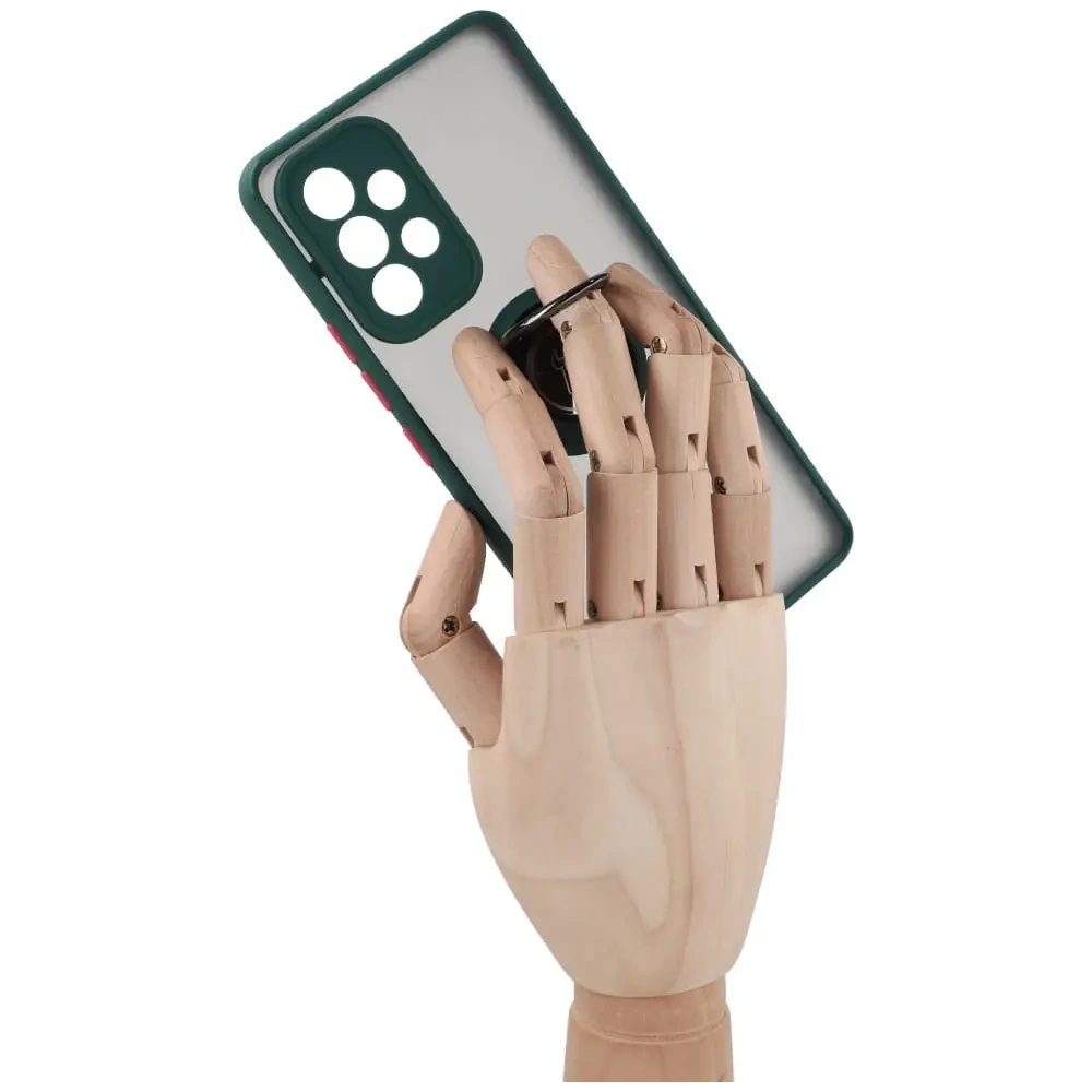 Hurtownia GSM - Etui z uchwytem na palec Bizon Case Hybrid Ring do Galaxy A53 5G, przydymione z ciemnozieloną ramką - BIZ7499 - {ean13} - Hurt